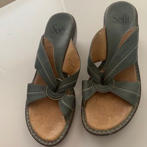 Söfft leather slip on wedge sandal